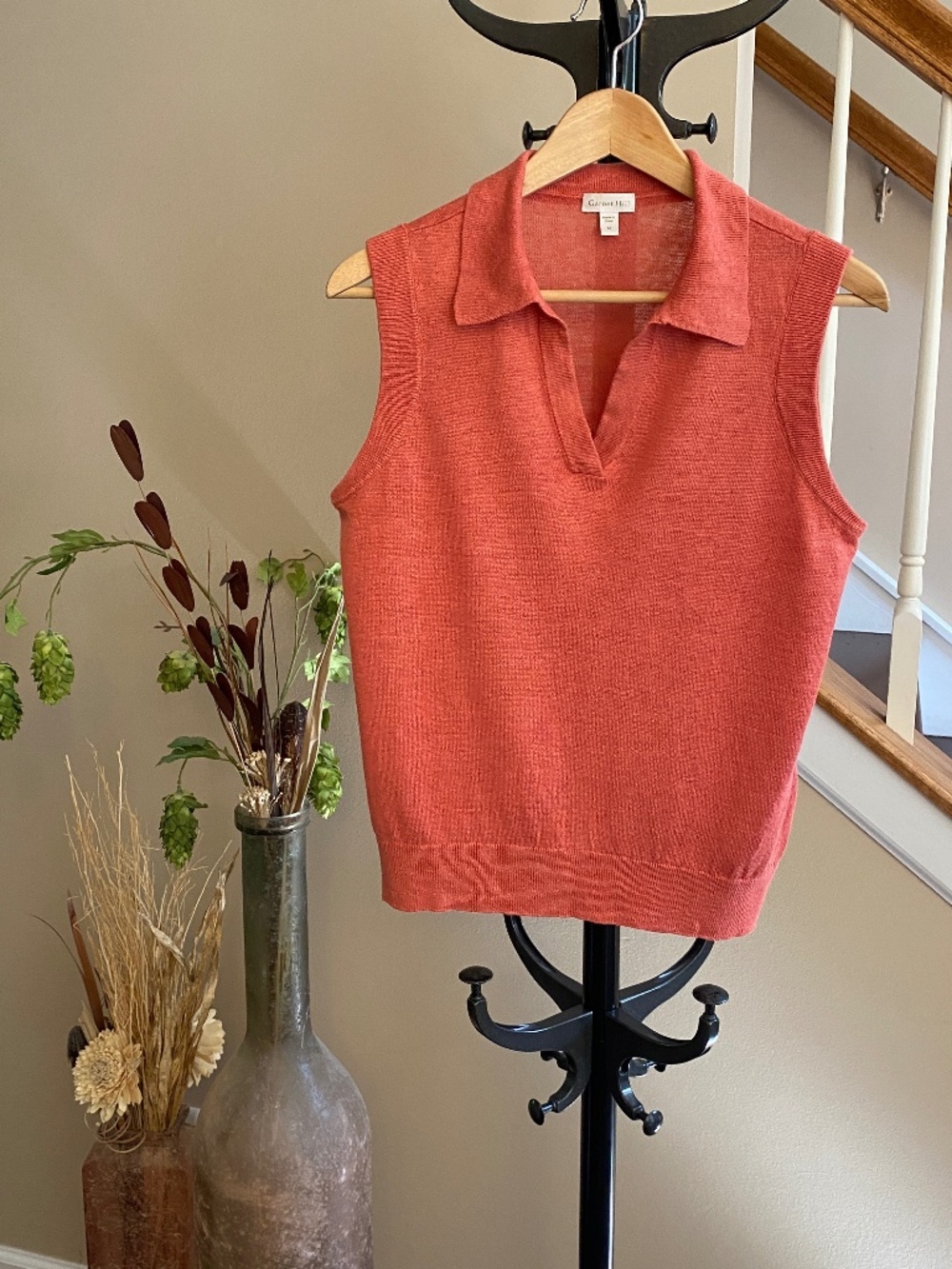 Garnet Hill Sunray Linen Polo Sweater Size Medium